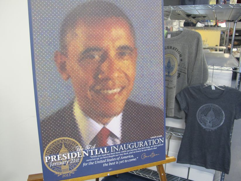 Only 2,013 Chuck Close-designed Inauguration posters at $100 each are available at the official Obama Inaugural store.