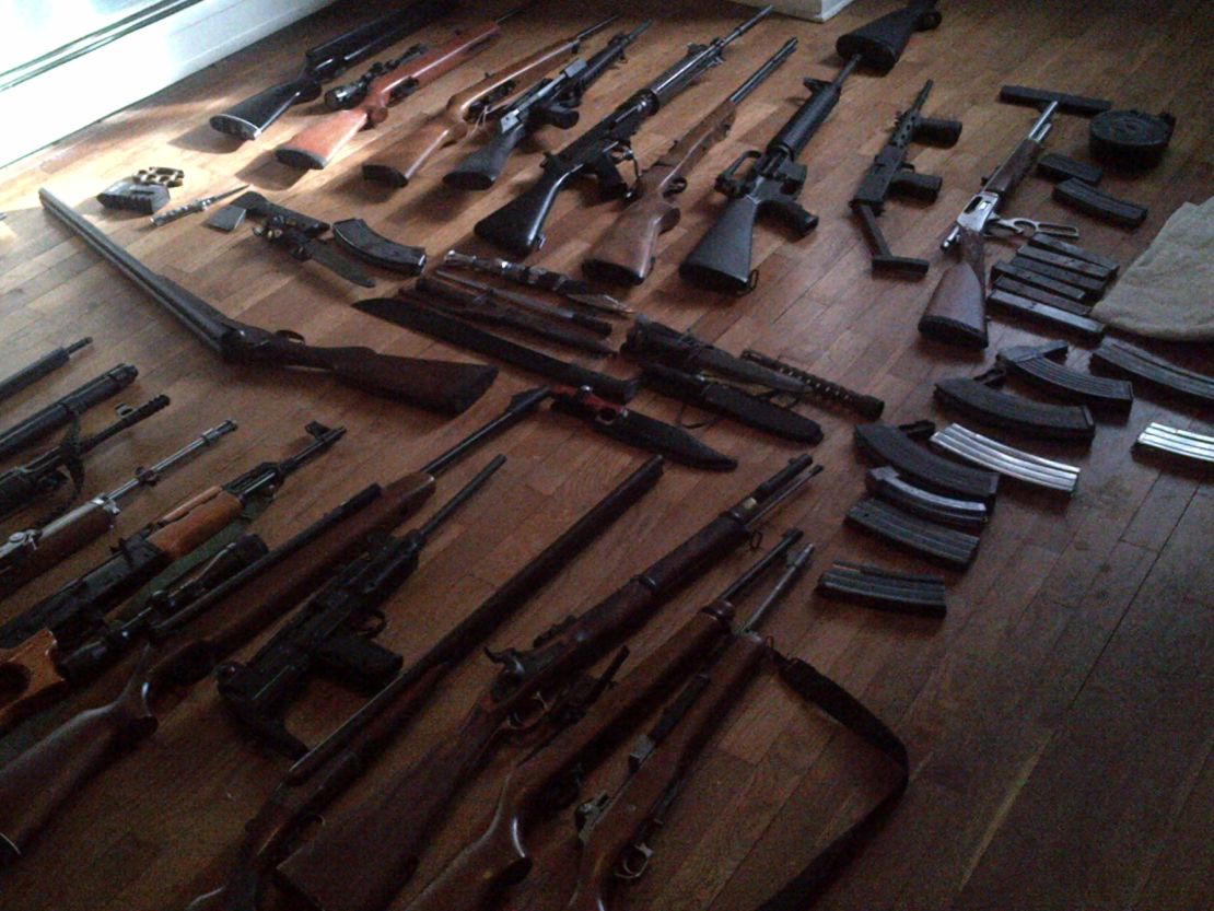 Police seized the pictured weapons, allegedly belonging to Aaron Greene, from the home of a friend of Greene's.