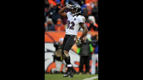 Torrey Smith celebrates after a touchdown.
