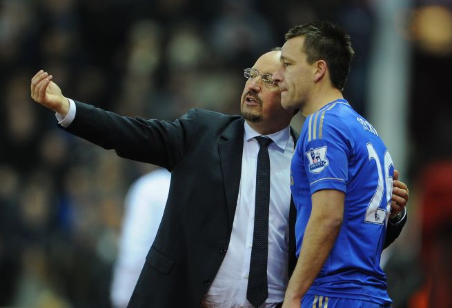 Terry, seen here with Chelsea manager Rafael Benitez, made his return after two months on the sidelines with a knee injury. 