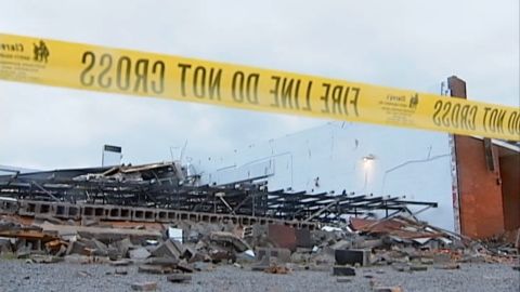 High winds caused the North Livingston Baptist Church in Hampton, Kentucky, to collapse. 
