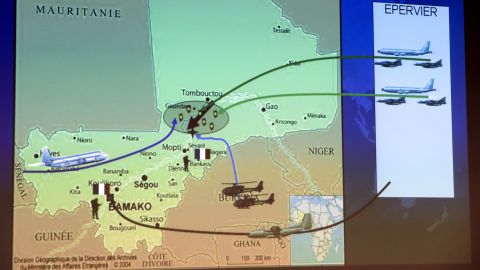 Map showing French troop movements  January 11 t in Mali.