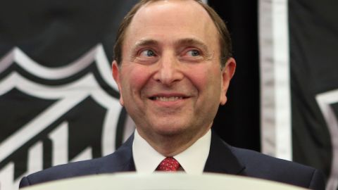 National Hockey League Commissioner Gary Bettman speaks with the media at a press conference announcing the start of the NHL season.