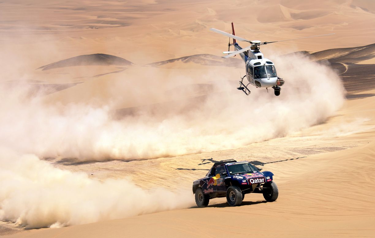 Qatar's Nasser Al-Attiyah competes during Stage 3 between Pisco and Nazca, Peru, on Monday, January 7. 