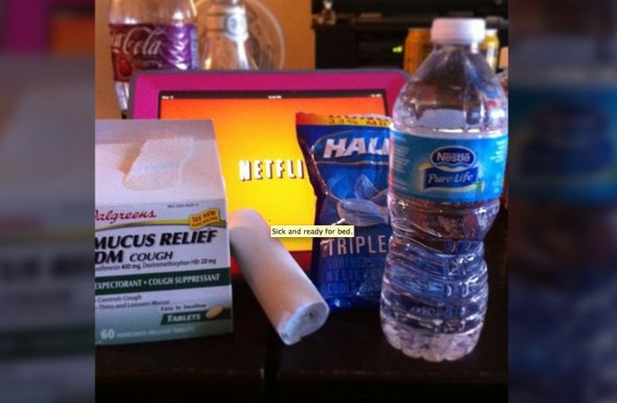 Las Vegas junior high teacher <a href="http://ireport.cnn.com/docs/DOC-909524">Amanda Hanson</a> is out with the flu. She says water, medicine and long hours of watching movies on Netflix are helping her recover. 