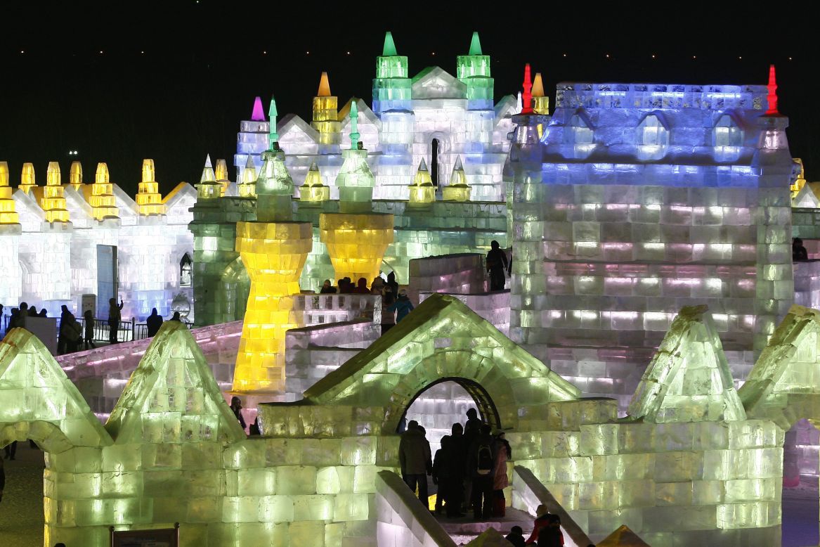 People visited "Ice and Snow World" during the opening ceremony of the 2013 Harbin International Ice and Snow Festival in China in early January. This year's "Ice and Snow World" features ice castles and fairytale sculptures with LED lights.