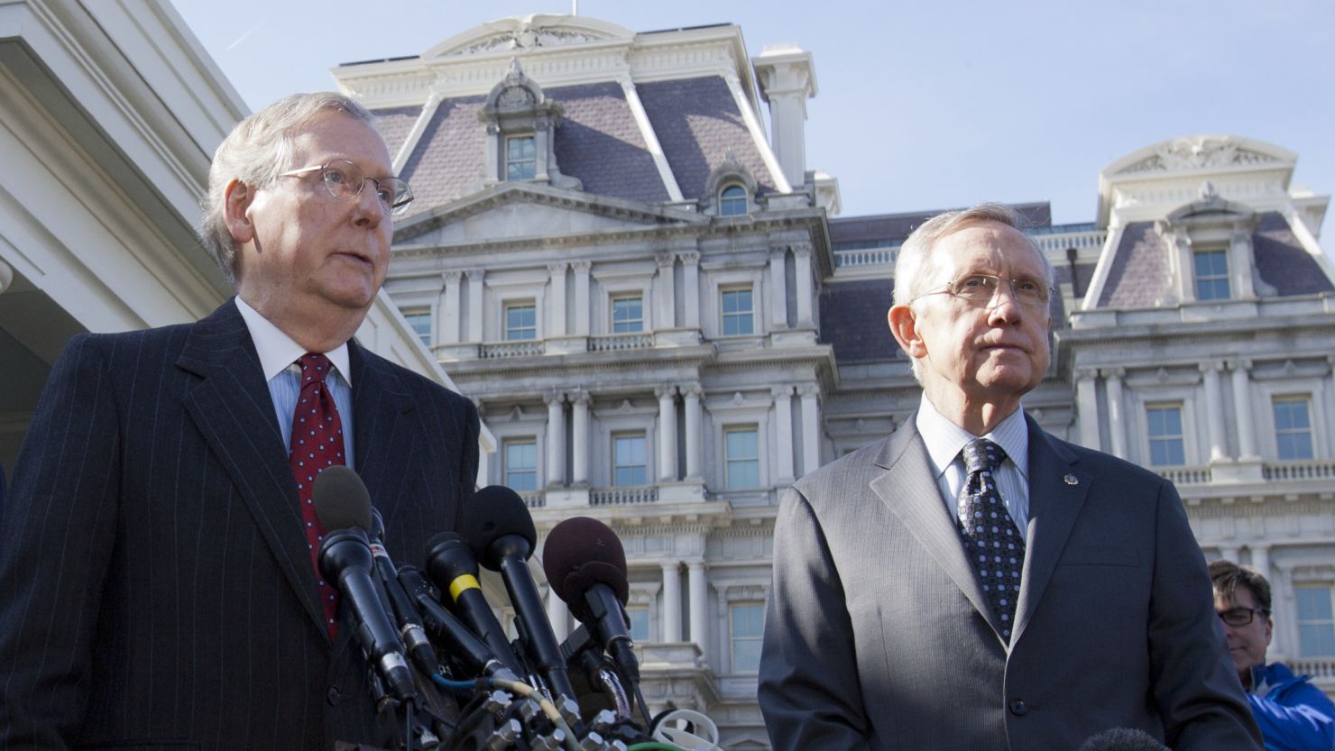 Senate Minority Leader Mitch McConnell, left, with Senate Majority Leader Harry Reid at the White House after a 2012 meeting. 