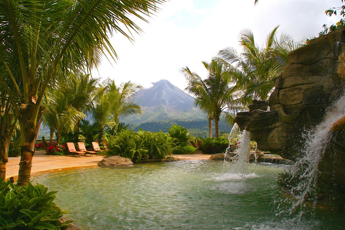 Arenal Volcano may be slipping into dormancy, but it remains a dramatic sight from the thermal pools at The Springs.