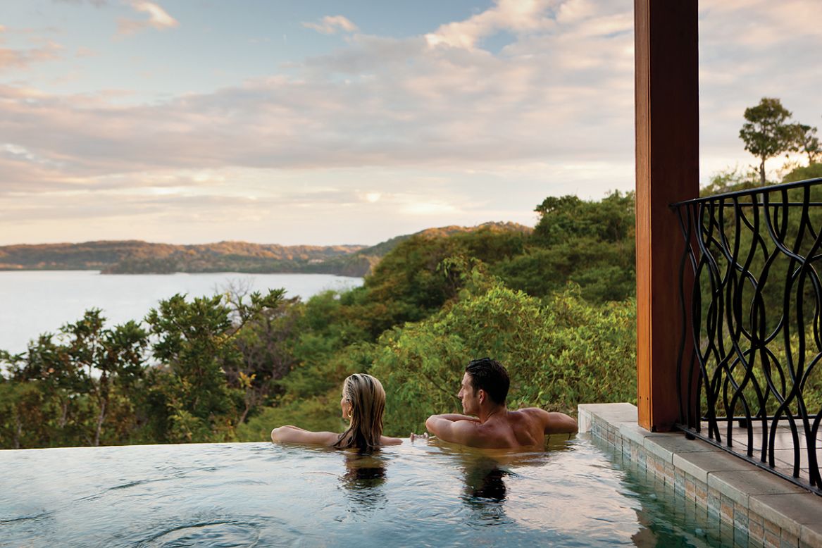 Enjoy the view over the Papagayo Peninsula from your private pool at the Four Seasons.