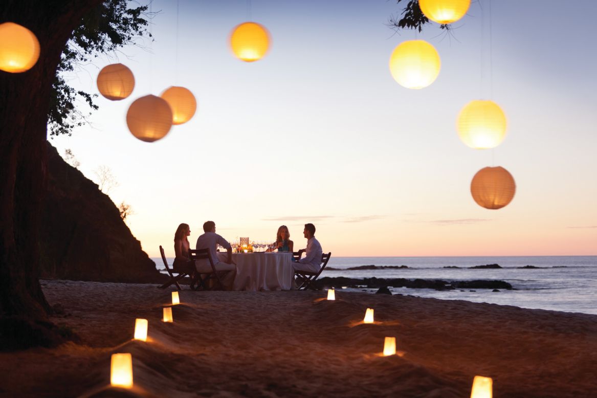 A romantic dinner on the beach is just one of the perks of staying at the Four Seasons on Costa Rica's Papagayo Peninsula.