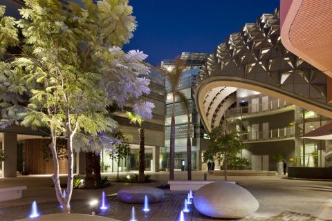 The Masdar Institute of Science and Technology, designed by British architects Foster + Partners, has a focus on teaching sustainable sciences.  