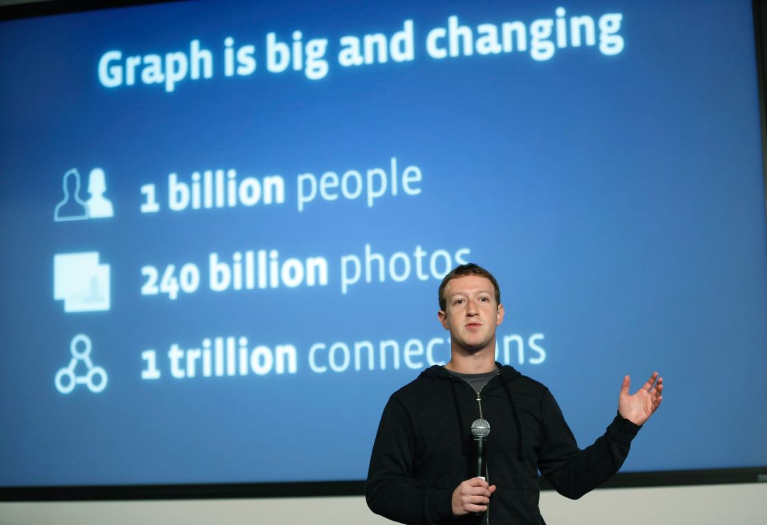 Facebook CEO Mark Zuckerberg introduces the company's "Graph Search" tool at a January press event.