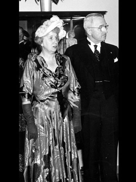 Bess and President Harry Truman at his inaugural reception in 1949.