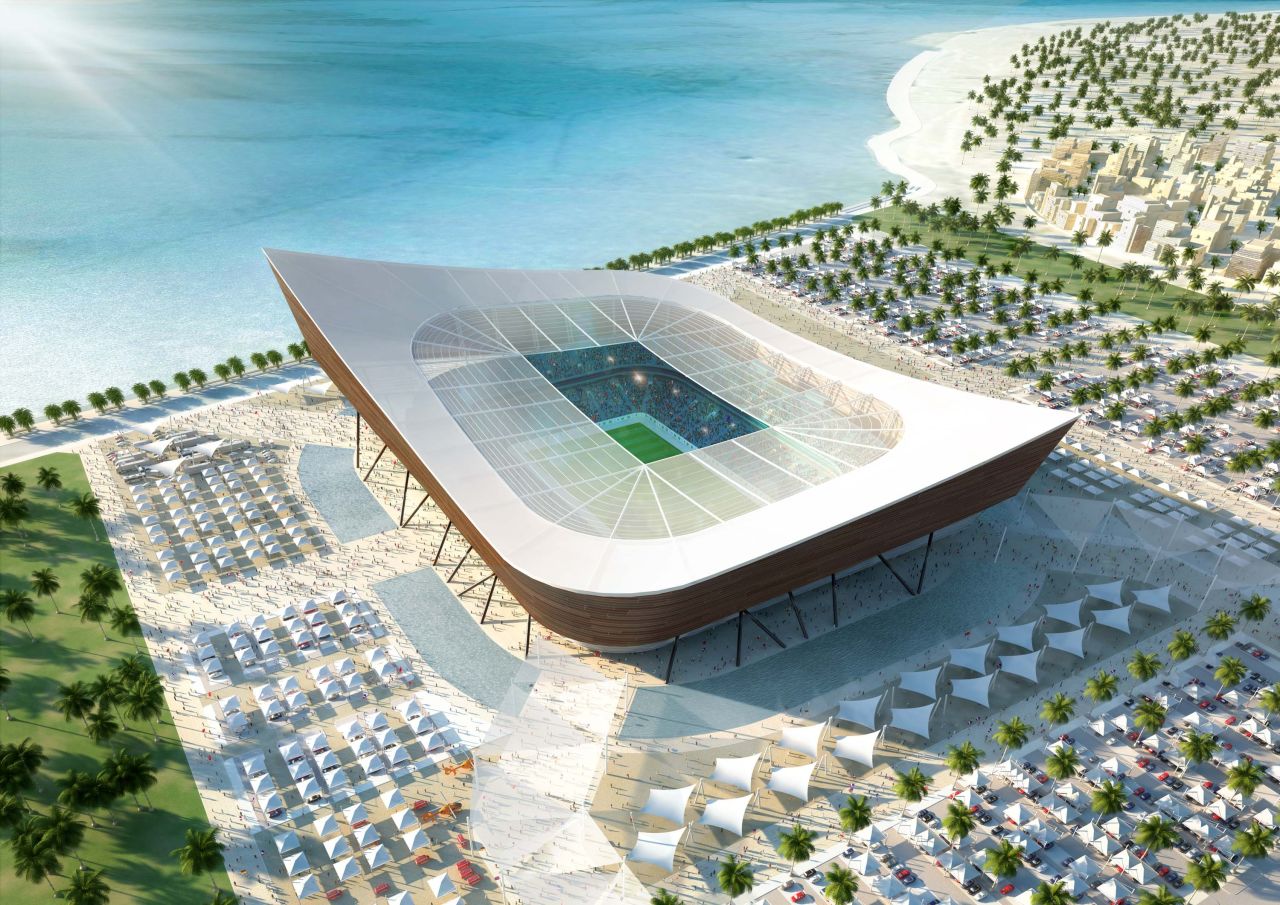 Qatar will host the <a href="http://www.fifa.com/worldcup/qatar2022/index.html" target="_blank" target="_blank">2022 FIFA World Cup</a> and during the 2010 bid, the oil-rich country unveiled its stadium designs. This computer-generated image shows the planned Al-Shamal stadium. Its shape is based on the dhow, the traditional fishing boats used in the Gulf. To combat Qatar's very hot climate, the stadiums will be cooled using solar energy, according to architects <a href="http://www.as-p.de/projects/mega-events/209909-bid-book-fifa-world-cup-2022-qatar.html" target="_blank" target="_blank">AS&P</a>.
