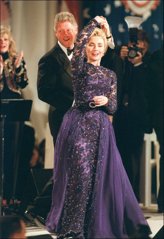 President Bill Clinton and Hillary Clinton dance during the 1993 Arkansas Inaugural Ball.