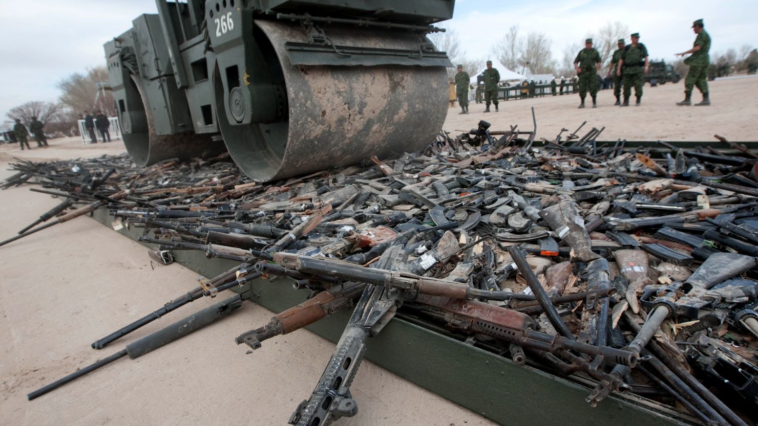 Thousands of confiscated firearms are destroyed last year in the border city of Ciudad Juarez, Mexico.