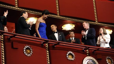 The Obamas arrive to attend the Kennedy Center Honors on December 4, 2011. 