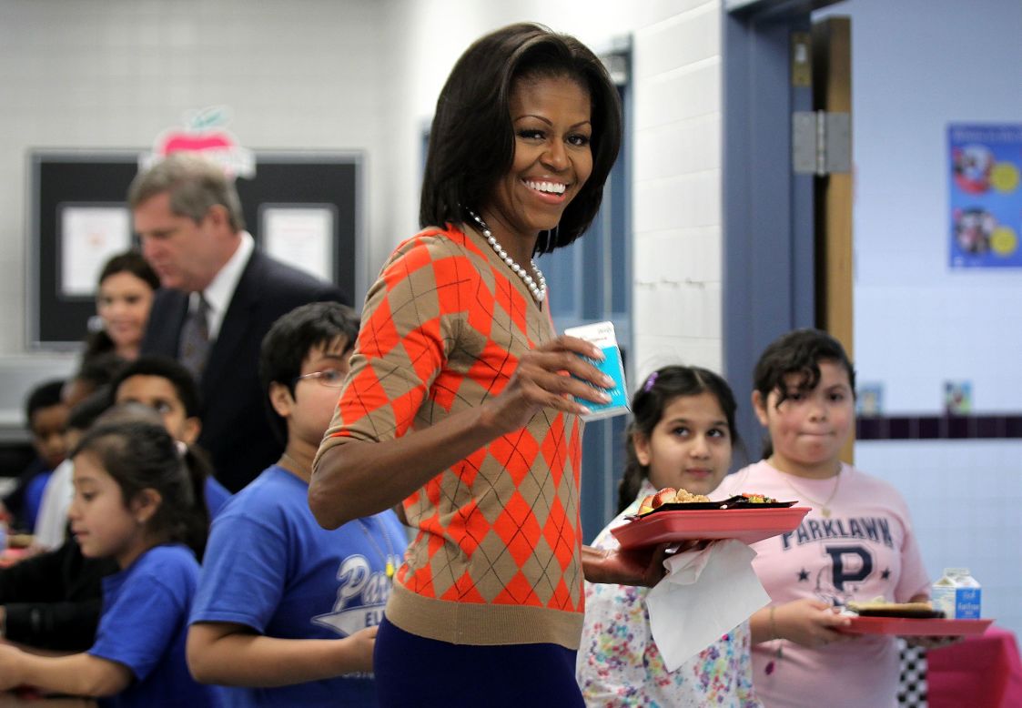 For a January 2012 lunch with Parklawn Elementary School students in Alexandria, Virginia, Obama wore an argyle sweater from J. Crew. The sweater has made multiple appearances since.
