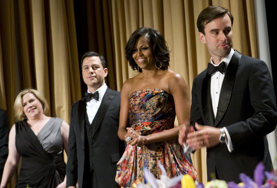 Obama wore a gown by Indian-American designer Naeem Khan at the White House Correspondents Dinner in April 2012 in Washington.