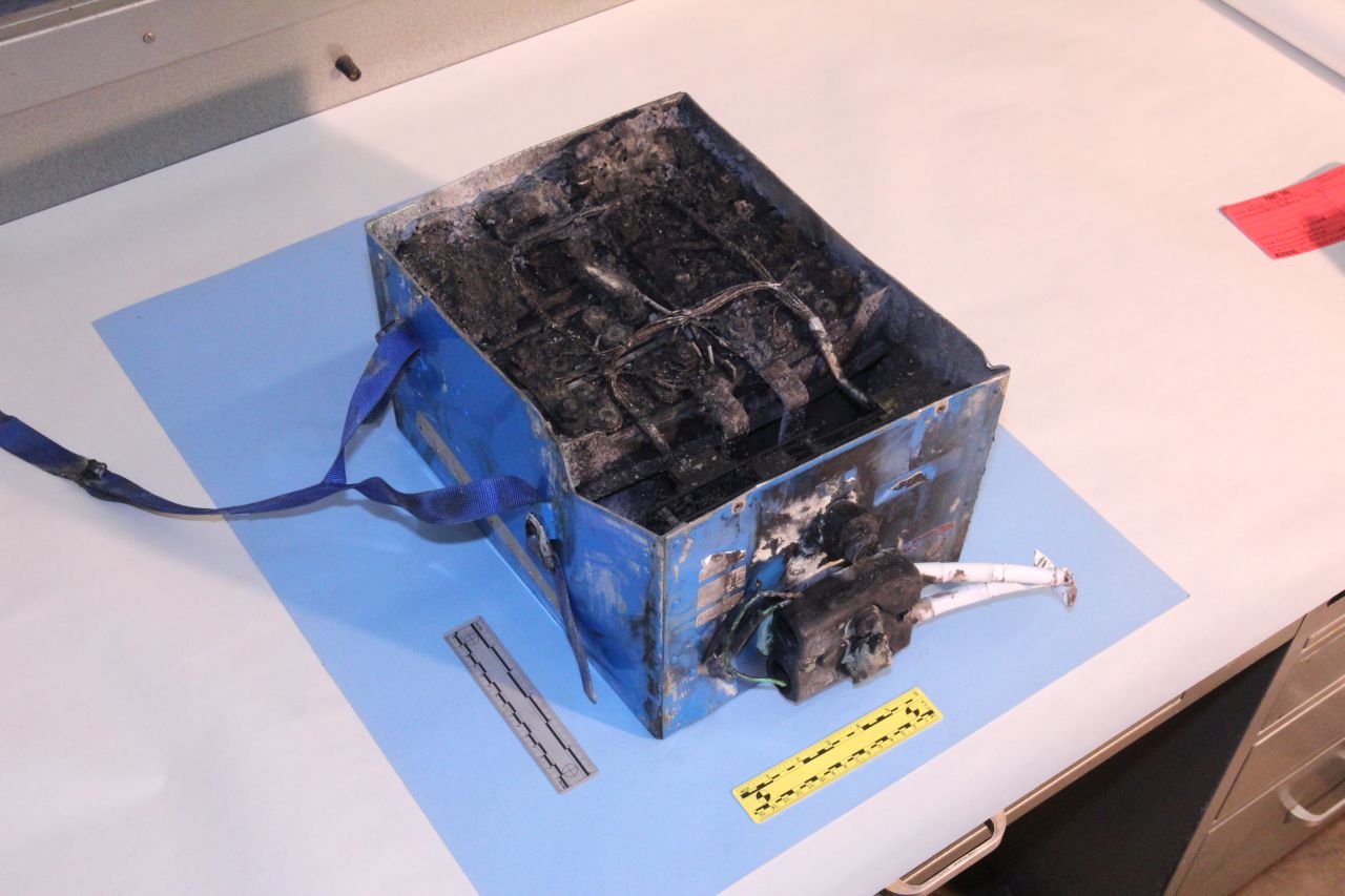 This is the lithium-ion battery that was involved in a fire aboard the Japan Airlines Boeing 787 in Boston.