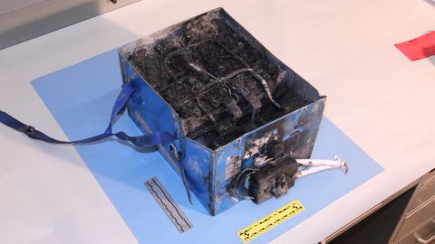 This battery was involved in a fire aboard a Japan Airlines Boeing 787 January 7 in Boston.