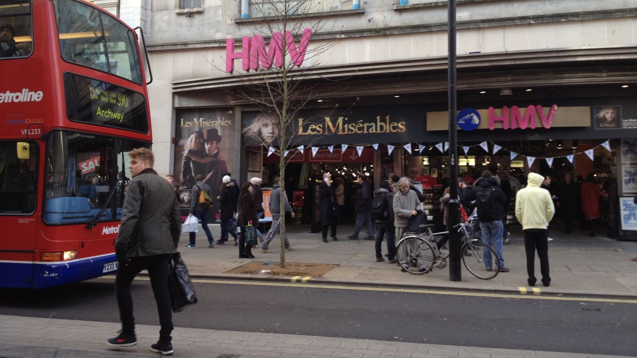 The HMV store on London's Oxford Street. The 90-year-old high street music retailer is going into administration.