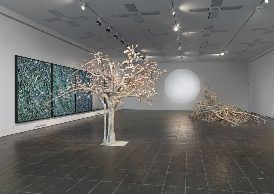 Kher admits to being inspired by the macabre and loves the idea of combining it with traditional beauty. In her "Solarum Series"<em> </em>(2007), her trees have autumnal leaves, which upon closer inspection are sculpted animal heads.