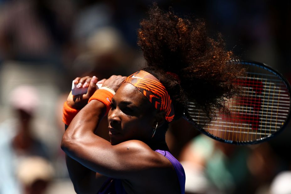 Serena sports a new style at the Australian Open in 2013.