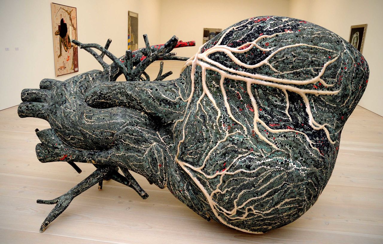 In 2010, Kher participated in a major exhibition at the Saatchi Gallery called The Empire Strikes Back: Indian Art Today.  Her fiberglass sculpture, "An Absence of Assignable Cause" (2007) is an enormous heart, meant to belong to a blue whale, decorated with bindis. 