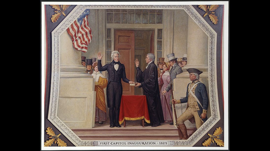 Andrew Jackson was inaugurated at the US Capitol in 1829. He was re-elected in 1833.
