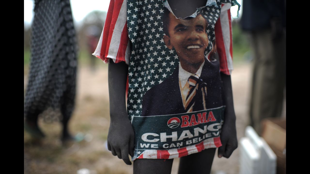 SUDAN: A boy wears a T-shirt with Obama's image in Koch on November 13, 2010.