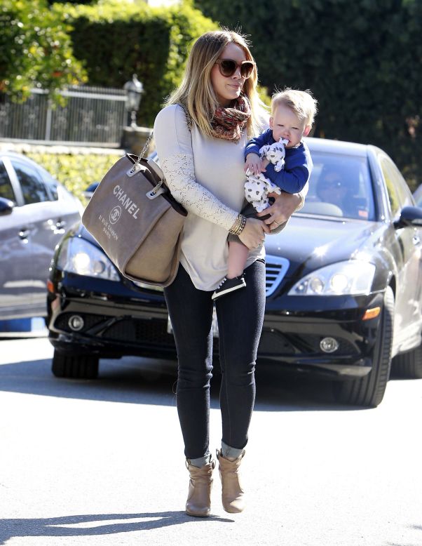 Hilary Duff takes Luca to a friends house in Los Angeles.