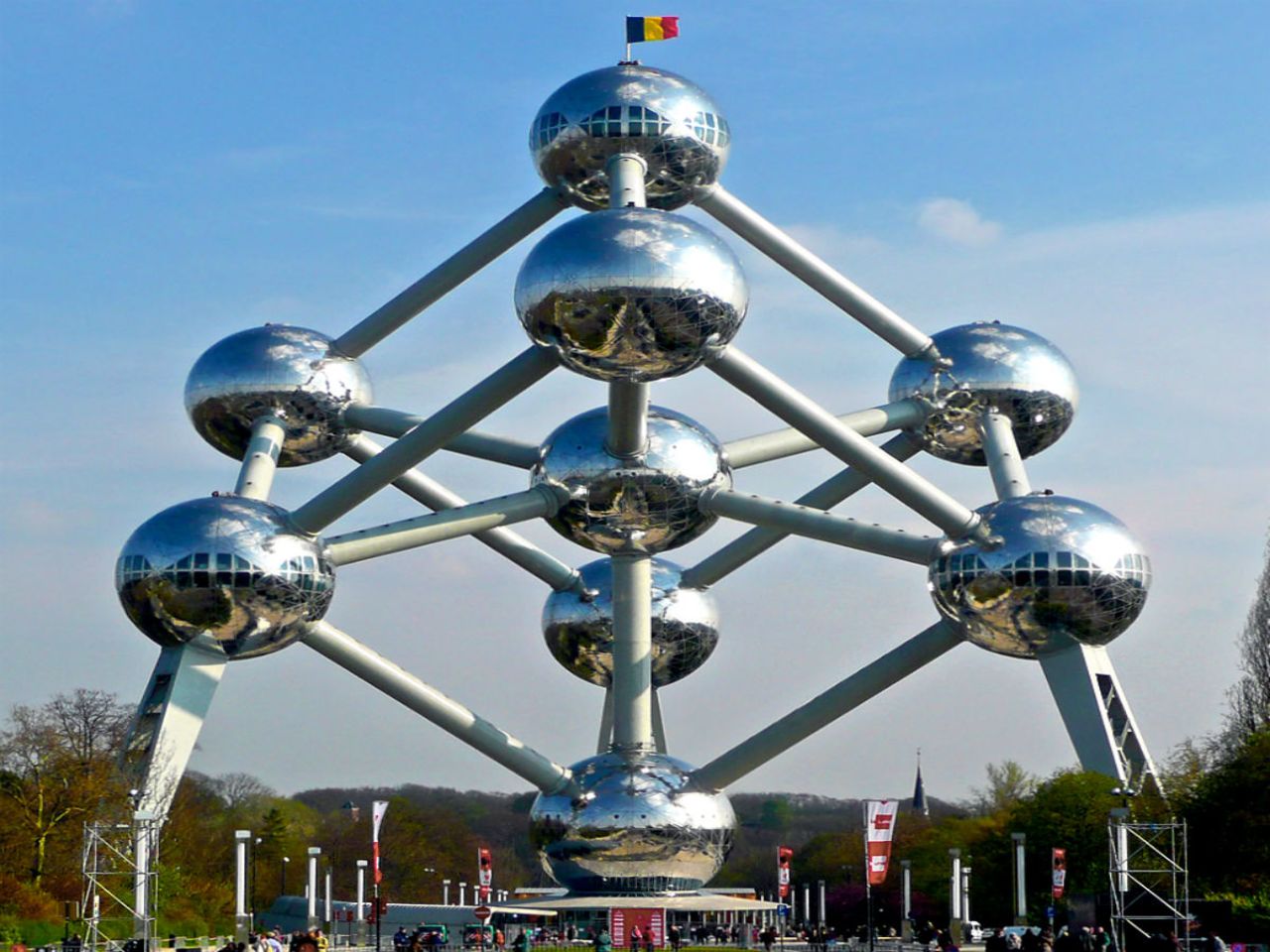 As one of the only remaining symbols of the 1958 Brussels World Fair, this extraordinary structure, conceptualized by late engineer André Waterkeyn, represents an iron crystal magnified 165 billion times. It features nine spheres interconnected by 20 tubes. While three spheres contain either permanent or temporary exhibitions from around the world, it's the highest, at 92 meters (300 feet), that offers a spectacular panoramic view of the city. <br /><br />Capturing visitors' imaginations with its progressive vision of the future, <a href="http://www.atomium.be/" target="_blank" target="_blank">Atomium</a> receives an average of 600,000 visitors each year.<br /> (Image: Courtesy Atomium © www.atomium.be - SABAM 2012 - Frankinho)