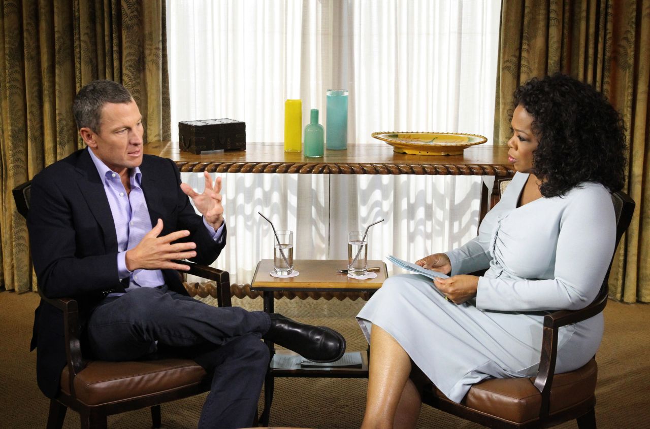In January 2013, Armstrong speaks with Oprah Winfrey about the controversy surrounding his cycling career. He admitted, unequivocally and for the first time, that he used performance-enhancing drugs while competing.