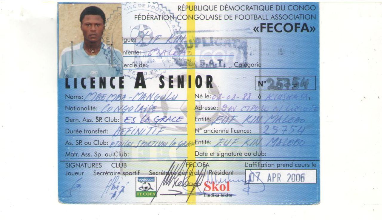 Mbemba was registered by his first Congolese club - E.S. La Grace -- as having been born on August 8, 1988, according to one of the documents obtained by CNN. The documents -- showing Mbemba's various ages -- were provided by the Brazilian agent Paulo Teixeira, who was called in by E.S. La Grace to obtain money they claimed was owed to them by Anderlecht for training the player in his formative years.  In attempting verification of these documents -- from FIFA, the various federations and clubs involved -- only the world governing body and the Belgian Football Assocation responded directly to CNN's request by saying they appeared to be authentic.