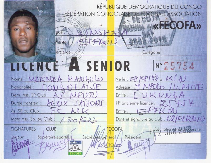 In another document obtained by CNN, Mbemba was registered by his second Congolese club -- Mputu -- as also having been born on August 8,1988.