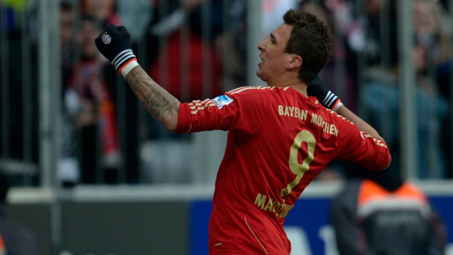 Mario Mandzukic celebrates a goal during Bayern Munich's 2-0 win over Greuther Furth. 