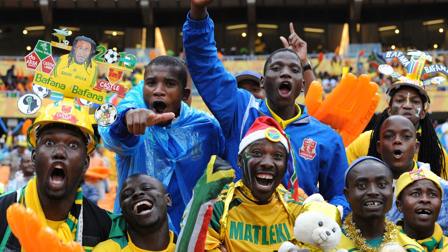 Fans enjoy the atmosphere during the 2013 African Cup of Nations match between South Africa and Cape Verde.