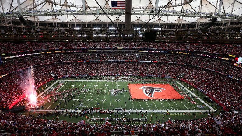 The Atlanta Falcons are introduced before taking on the San Francisco 49ers. Sunday marked the first time Atlanta hosted the NFC Championship Game.