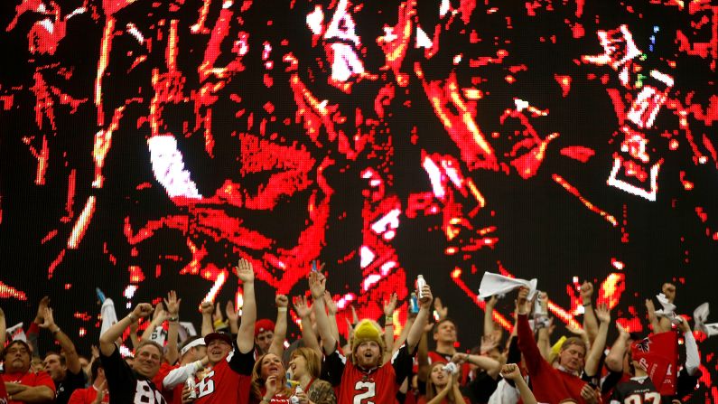 Falcons fans cheer during Sunday's game against the 49ers.