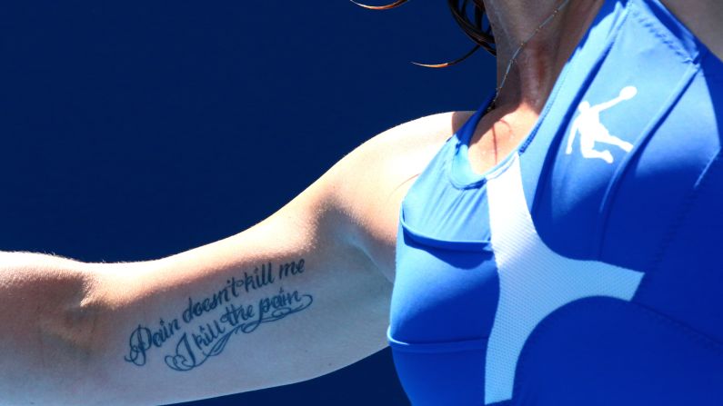Svetlana Kuznetsova shows off a tattoo on January 21.