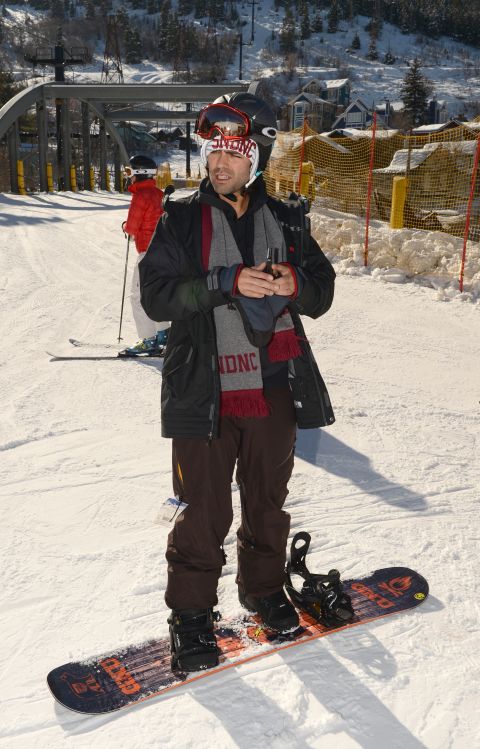Adrian Grenier goes snowboarding.