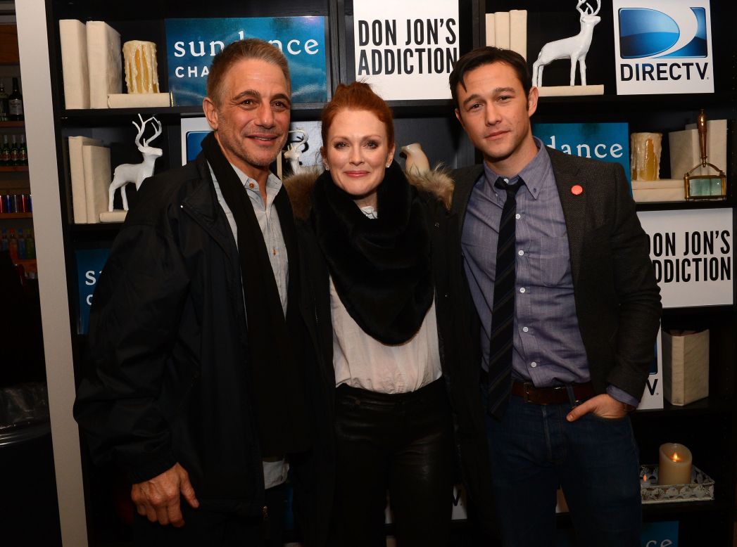 Tony Danza, left, Julianne Moore and Joseph Gordon-Levitt at the "Don Jon's Addiction" premiere party.