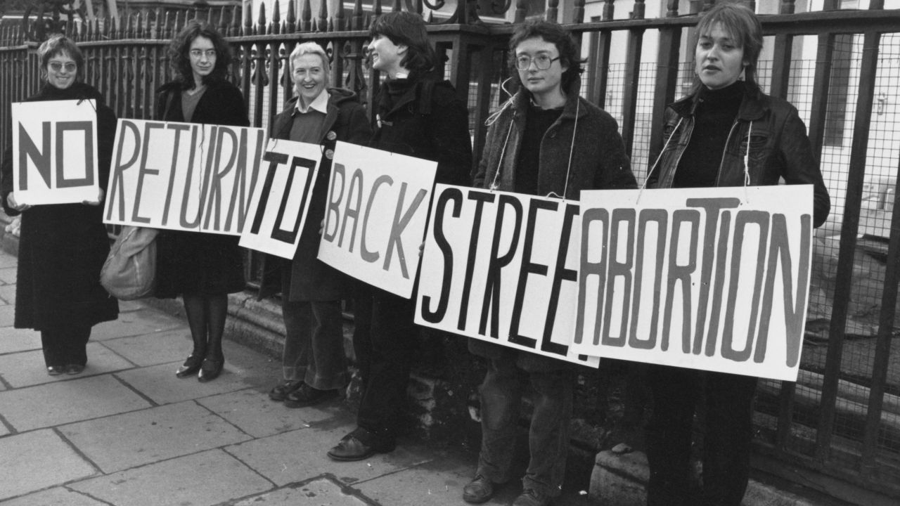 A group of women advocate for legal abortions in 1980.