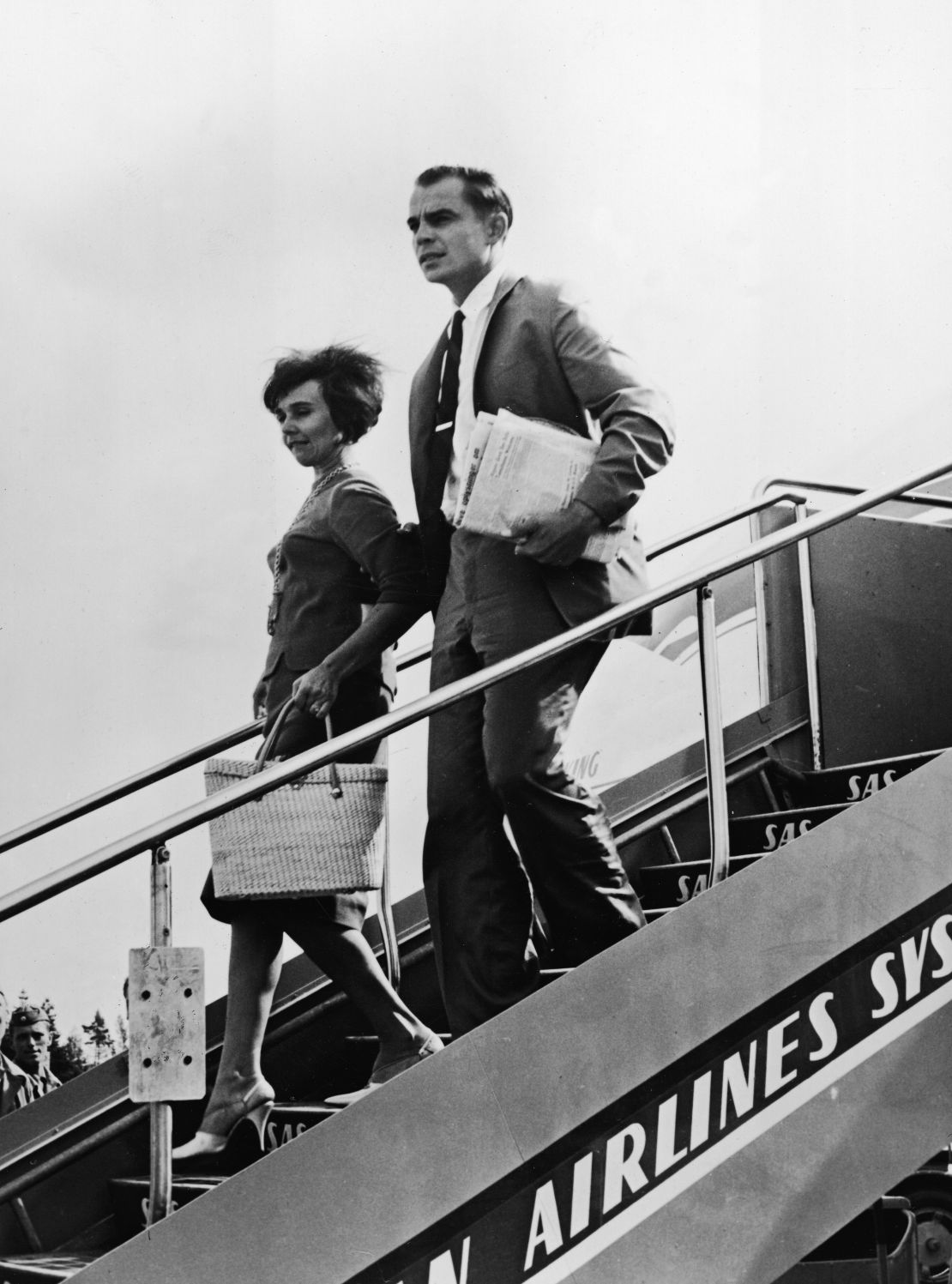 Sherri Finkbine and her husband Robert arrive in Sweden, August 7, 1962. 