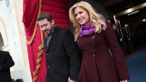 Kelly Clarkson and Brandon Blackstock attend the January 21, 2013 presidential inauguration in Washington, D.C. 