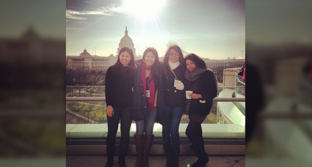 When Veronica Brown (@idealista23) and her friends reached the rooftop of 101 Constitution Ave., they were awed at the view and the crowd. She attended the inauguration four years ago, and said the second time around was just as meaningful. "It means so much to me to be able to be here and support President Obama, as a Latina and as a student," she said.