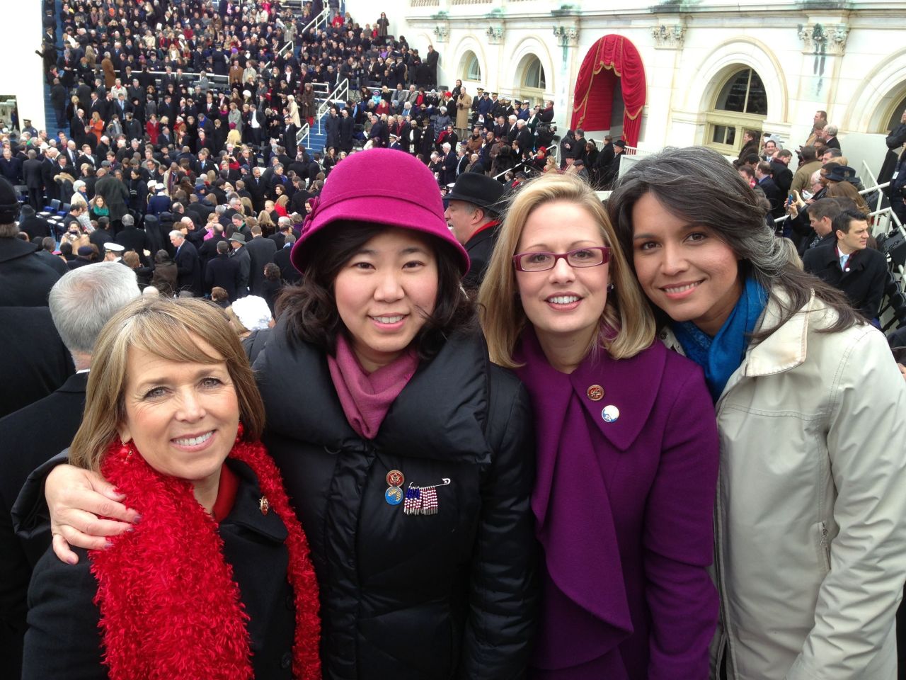Freshman Congresswoman Grace Meng, D-New York, shared a photo of herself with some of her fellow female freshmen. From left: Rep. Michelle Lujan Grisham, D-New Mexico; Meng; Rep. Kyrsten Sinema, D-Arizona; and Rep. Tulsi Gabbard, D-Hawaii. "It was really emotional for us freshmen," said Meng, who uploaded this photo to CNN iReport.