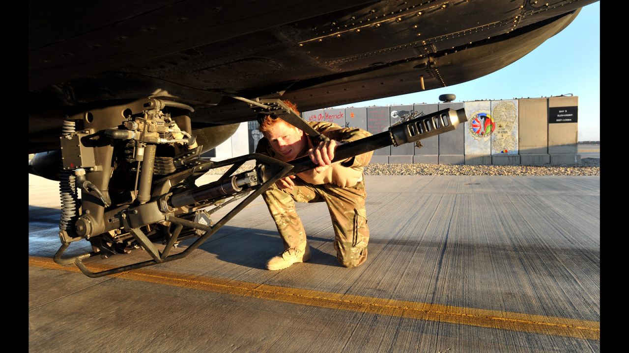 Harry performs a preflight check on an Apache helicopter on January 11. 