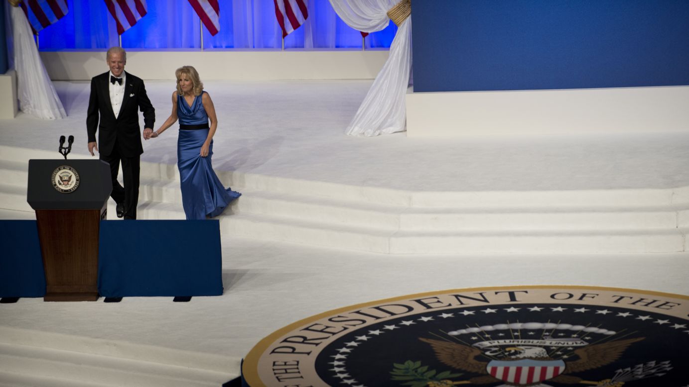 Vice President Joe Biden and Jill Biden take the stage Monday night at the Commander-in-Chief's Ball.